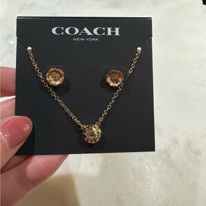 Coach Tea Rose Necklace and Earring Set